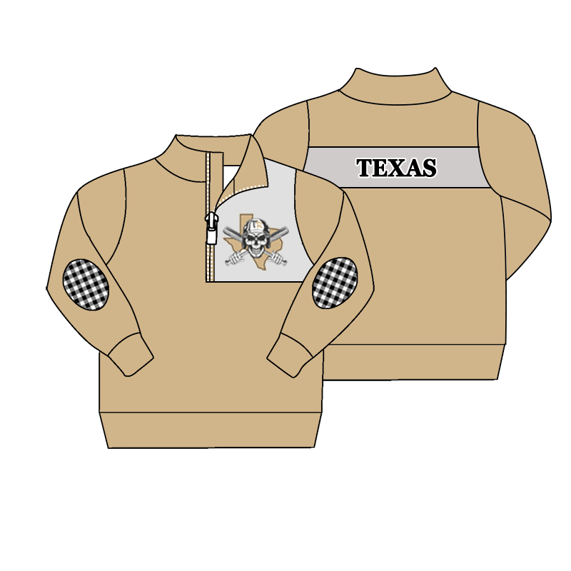 custom moq 5 mix size MSD071001 Baby Toddler Long Sleeve Zip Up Pullover Casual Team Top