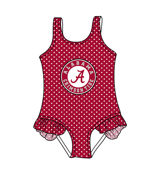 Custom moq 5 mix size milk silk summer teams Red Baby Girl Sleeveless Polka Dot Lace Onesie Swimsuit Cute Summer Beachwear for Little Girls
