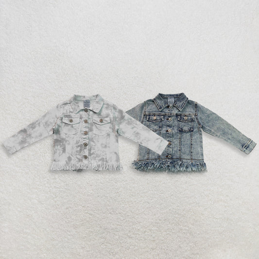 RTS NO MOQ Sibling Denim Baby Girls Cute Long Sleeve Button Denim Jacket Front Pockets