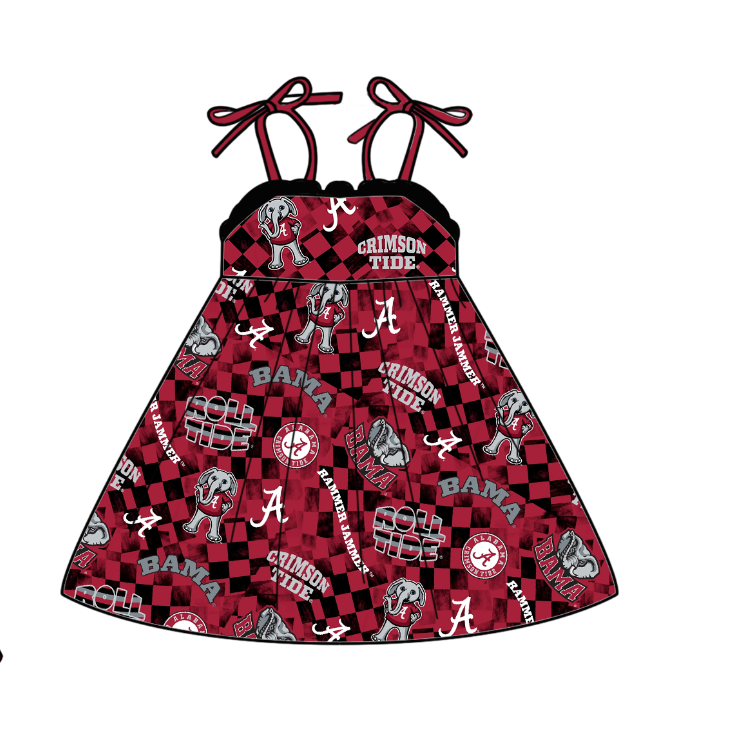 Custom summer teams baby girls clothes team brick red sets dress romper-25.5.6