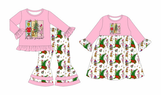 25.7.22 custom each style moq 5eta 4-6week Sibling Sisters Christmas baby girl long sleeve pants sets and dress match family design