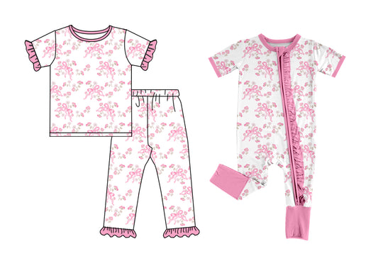 25.5.22 custom each style moq 5eta 4-6week Sibling Sister floral bow pink baby girl short sleeve pants sets and sets 2 and rompers match family design