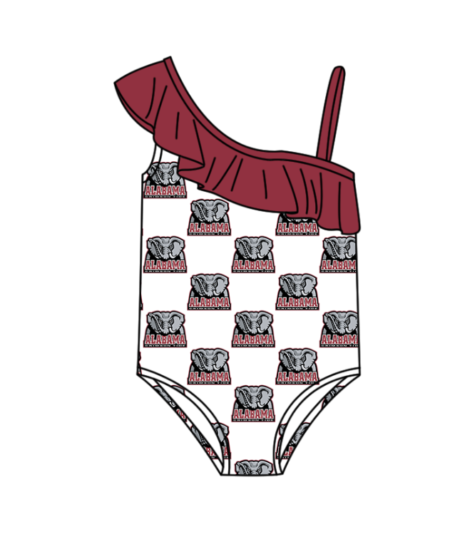 Custom moq 5 mix size milk silk summer teams Baby Girl Red Two-Piece Swimsuit Set One Piece Swimsuits Boys Swim Trunks