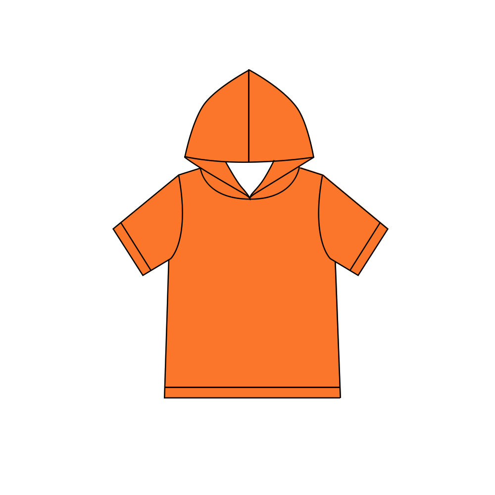 Custom moq 5 boys Blank Cotton Short Sleeve Hooded Top Orange Short Sleeve Hooded Top