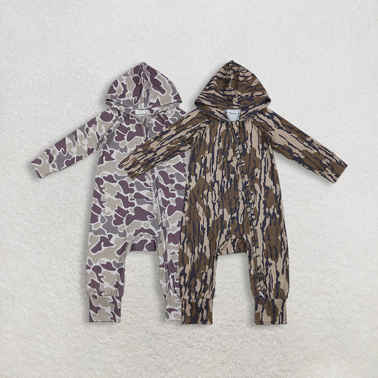 RTS NO MOQ Sibling baby Boys clothes camouflage hooded long sleeve rompers