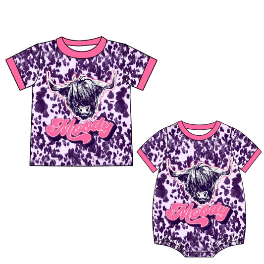 25.5.28 custom each style moq 5eta 4-6week Sibling Sister MOODY baby boy short sleeve rompers and top match family design