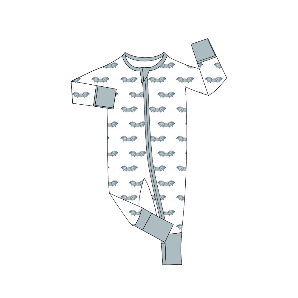 5.20custom each style moq 5eta 4-5week Sibling Sister bat prints gray girls outfits and baby romper match family design