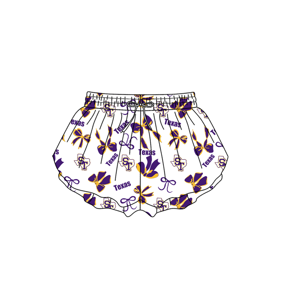 custom moq 5 mix size MSD072101 Baby Girls Bows Print Yoga Shorts Casual Active Wear Bottoms