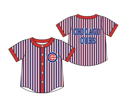 Custom moq 5 mix size milk silk summer teams Red Striped Short-Sleeved Button-Down Shirt for Baby Boy Outfit