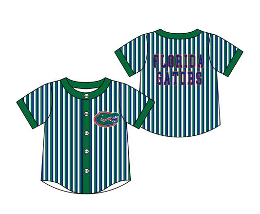 Custom moq 5 mix size milk silk summer teams Striped Green Short-Sleeved Button-Down Shirt for Baby Boy Outfit