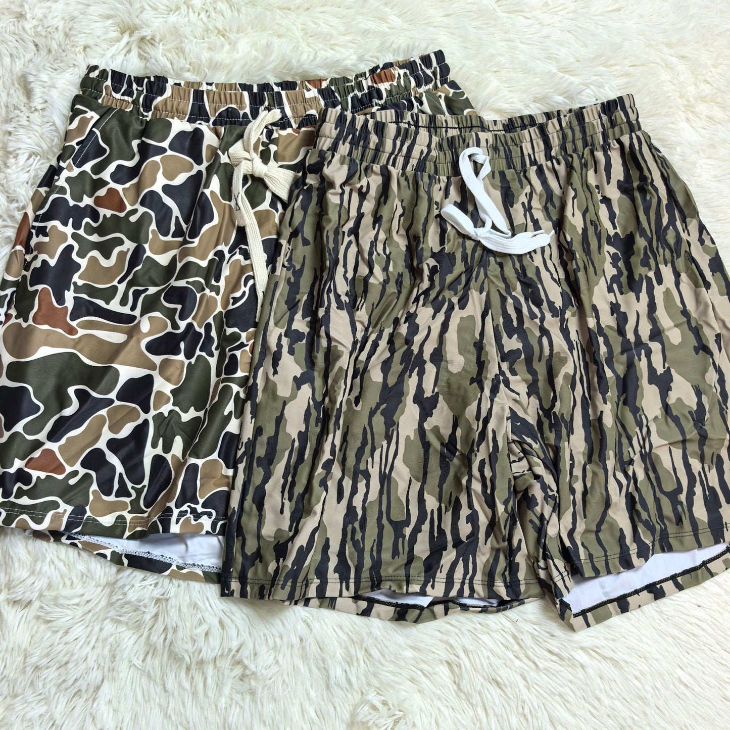 RTS NO MOQ Sibling Adult Man Summer Camo Pocket Beach Swimming Shorts