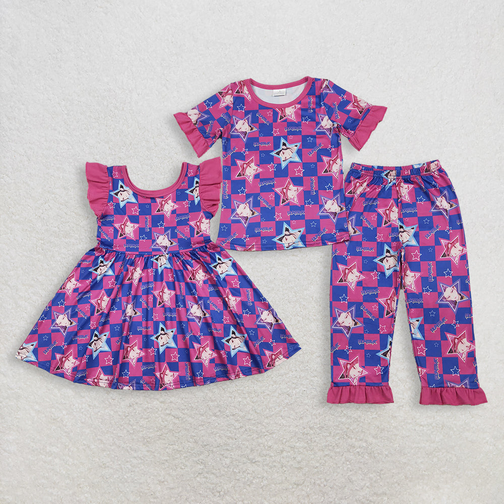 12/18m-14/16t RTS NO MOQ Sibling baby girl clothes kpop short sleeved pants sets and dress