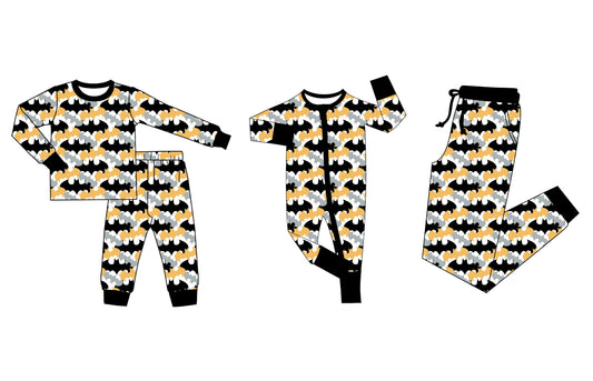 25.5.10 custom each style moq 5eta 4-6week Sibling Sisters bat baby boy long sleeve pants sets and romper and adult pants match family design