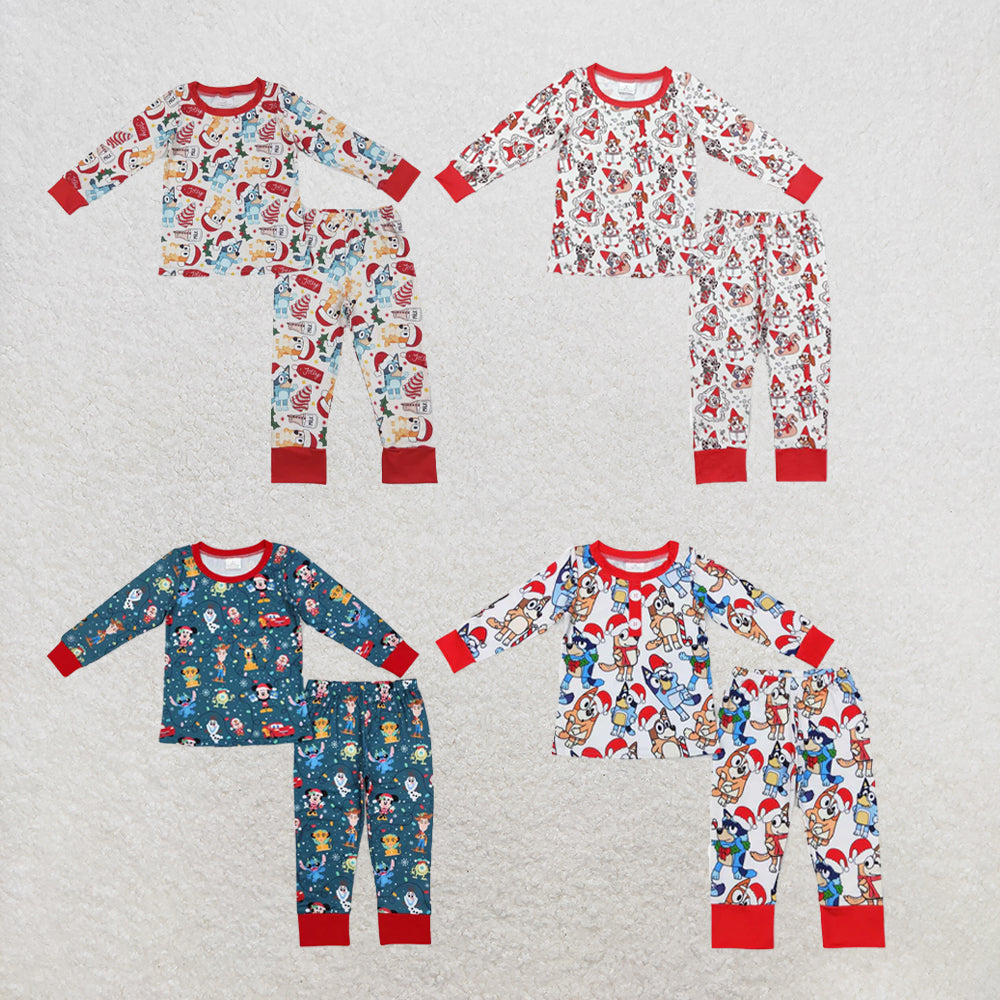 RTS NO MOQ Sibling milk silk Cute Clothes Baby Boys Cute Christmas Tree Cake Print Pajama Sets
