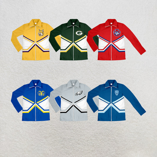 custom moq 5 mix size MSD072404 Baby Kids Stripe Long Sleeve Zip Jackets Team Tops
