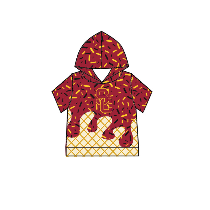 Custom summer teams baby girls clothes team red and orange hooded long sleeve tops and short sleeve top and dress and pants and shorts-25.6.10
