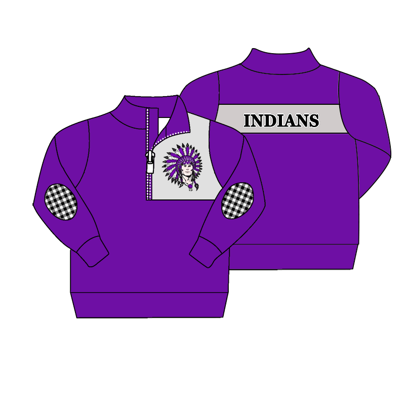 custom moq 5 mix size MSD071101 Baby Kids Long Sleeve Zip Up Pullover Casual Team Top