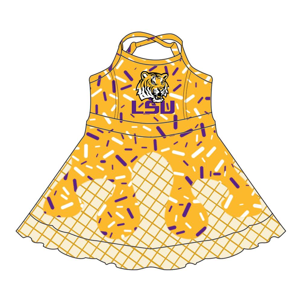 Custom summer teams baby girls clothes team gold hooded long sleeve tops and short sleeve top and dress and pants and shorts-25.5.28