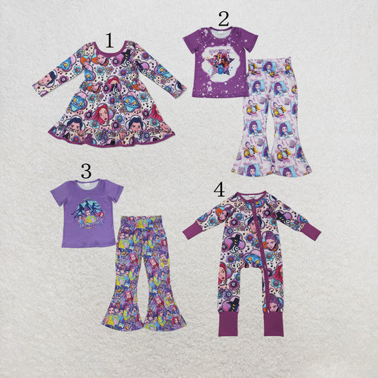 RTS NO MOQ Sibling milk silk Baby Girls Girls Music Flowers Ruffle Knee Length Dresses Romper Set
