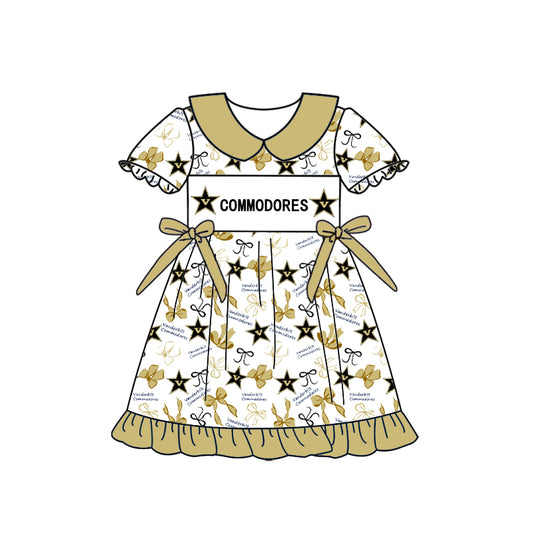 Custom moq 5 mix size milk silk summer teams Baby Girls Peter Pan Collar Knee Length Casual Dress