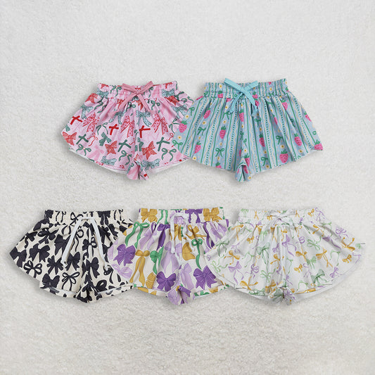 RTS NO MOQ Sibling Baby Girls Bow Summer Shorts Bottoms Cute Toddler Girl Clothing