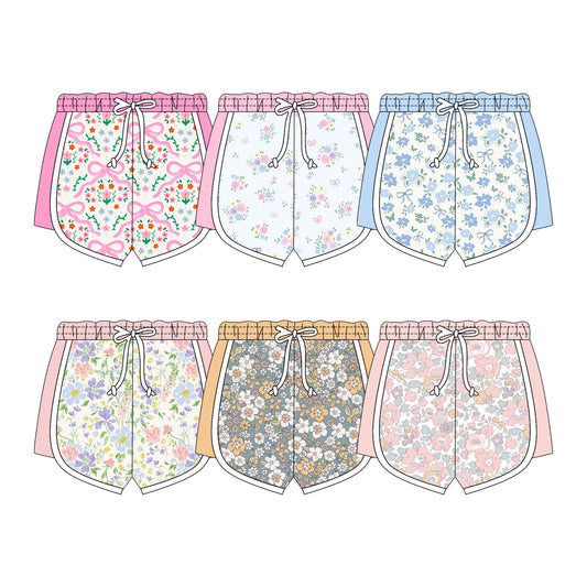 25.11.4 custom each style moq 5 eta 6-8week Sibling Sisters floral baby kids summer shorts 6 match family design