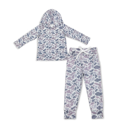 Sibling Baby Boys clothes camouflage hooded long Shirt set and top and pants Clothes