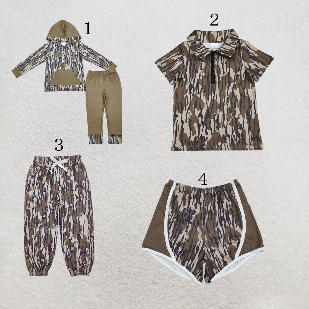 RTS NO MOQ Sibling milk silk Baby Boys Southern Wood Camo Hooded Top Pants Hunting Clothes Pullovers Sets