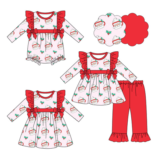 25.6.14 custom each style moq 5eta 4-6week Sibling Sisters Christmas baby girl long sleeve pants sets and dress and rompers match family design