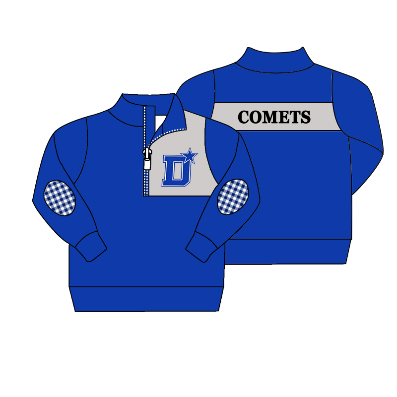 custom moq 5 mix size MSD070701 Baby Long Sleeve Zip Up Pullover Casual Team Top