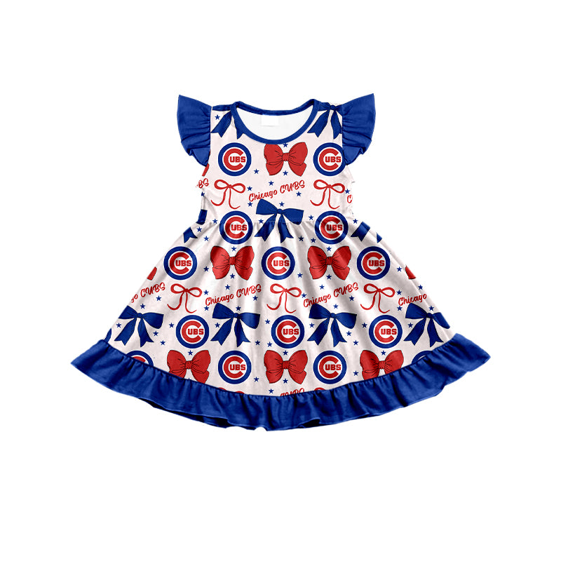 Custom moq 5 mix size milk silk summer teams baby girls clothes team bow blue long sleeve hooded pants sets and dress 1 and dress 2 and romper-25.6.16