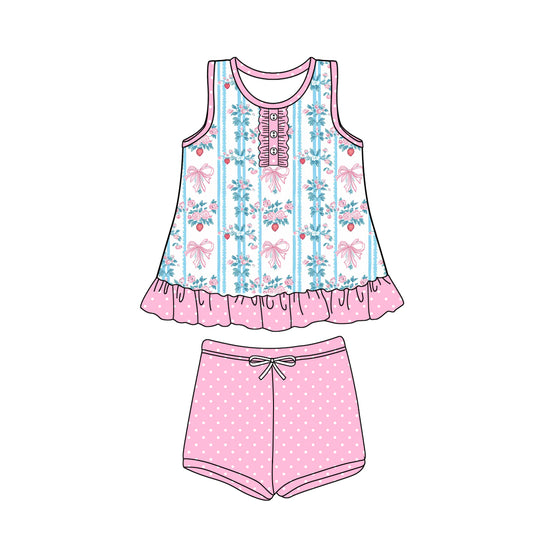 3.12 custom each style moq 5eta 4-6week Sibling Sister bow baby girls short sleeve set and set 2 match design
