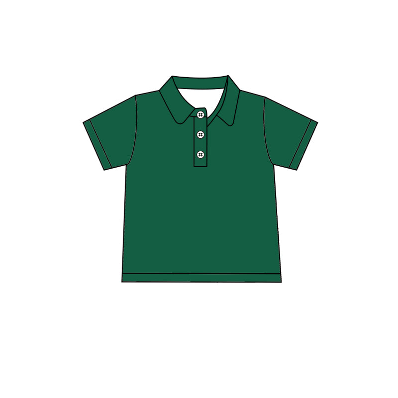 Custom moq 5 boys Blank Cotton short-sleeved polo shirt Deep Forest Green Short-Sleeve Polo Shirt