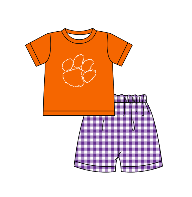 Custom moq 5 mix size milk silk summer teams baby girl boys clothes Orange short sleeve shorts sets 3 and dress and rompers 2 series