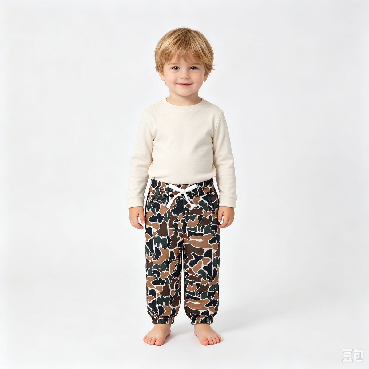 RTS NO MOQ Sibling milk silk Baby Boys Camo Drawstring Waist Casual Trousers Jogger Pant