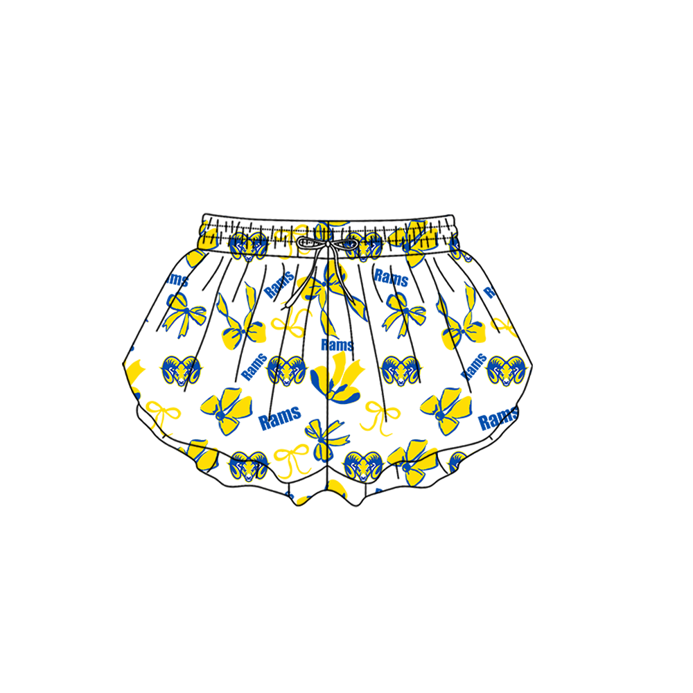custom moq 5 mix size MSD072401 Baby Girls Bows Summer Print White Yoga Shorts Casual Active Bottoms