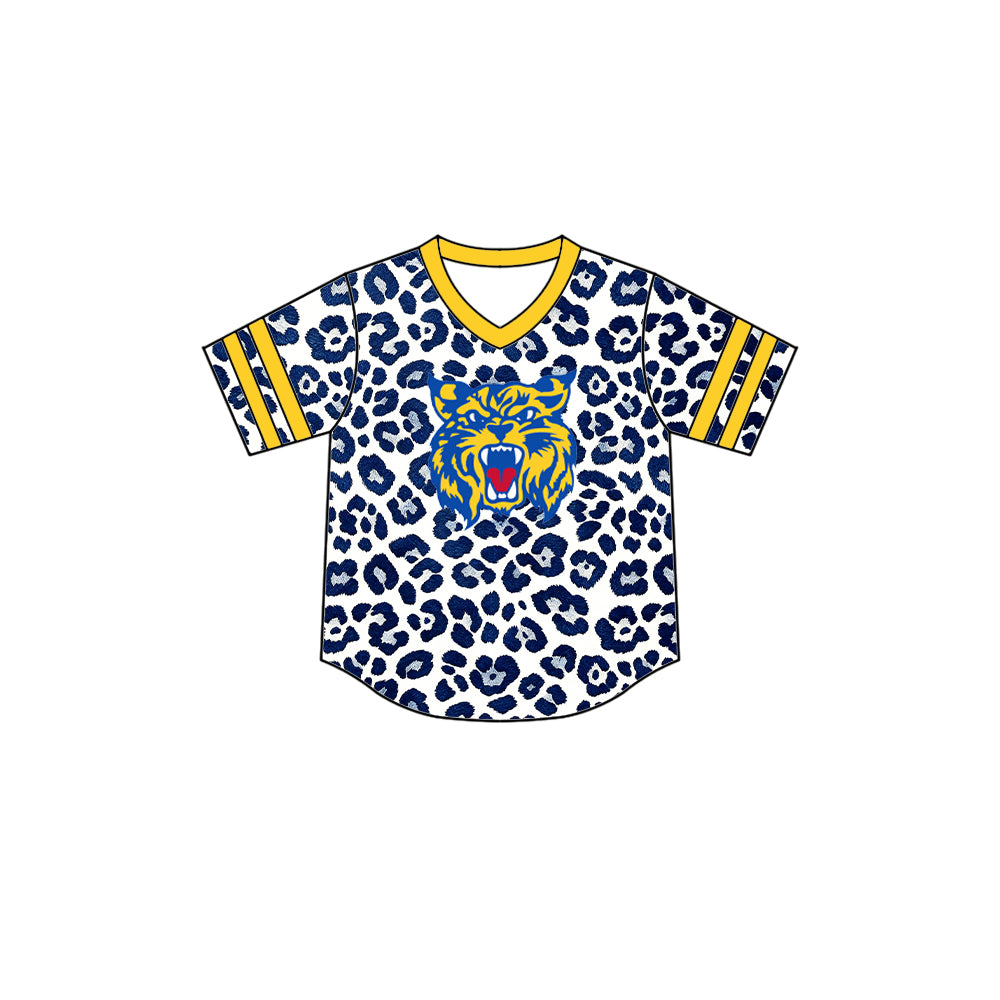 Custom moq 5 mix size summer teams Baby Boys Leopard Print Short Sleeve Romper Summer Outfit