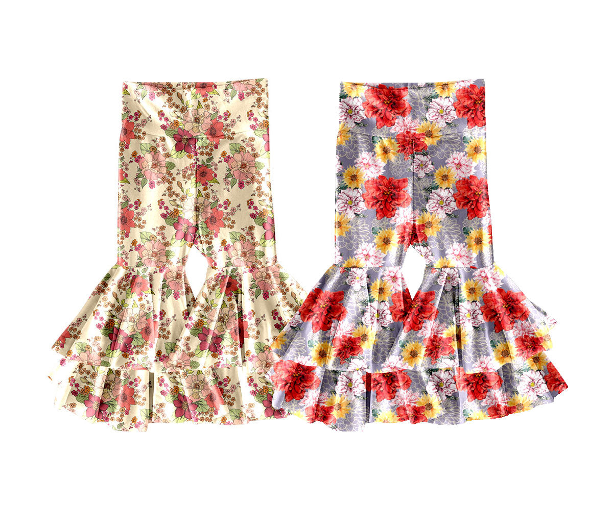 25.11.13 custom each style moq 5 eta 6-8week Sibling Sisters floral baby girl long pants 2 match family design
