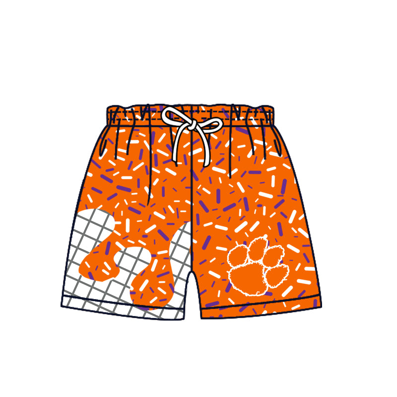 Custom moq 5 mix size milk silk summer teams Baby Camo Hooded Short Sleeve Top and Shorts Set Orange Ice Cream Drips Hooded Top with Matching Shorts