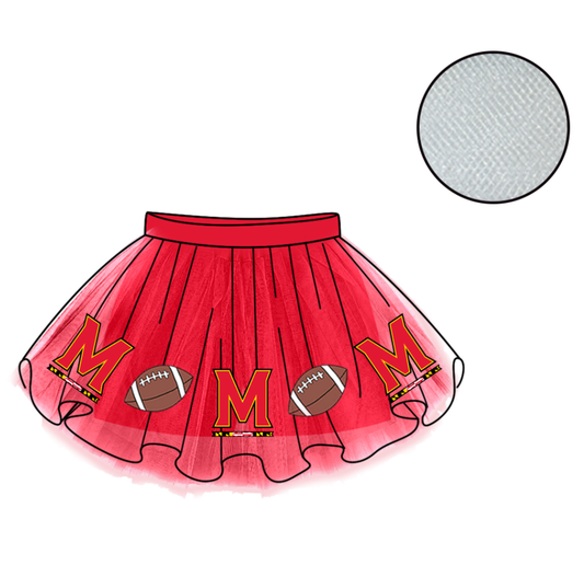 Custom moq 5 mix size milk silk summer teams Baby Girl's Red Mesh Skirt Summer Team Outfit