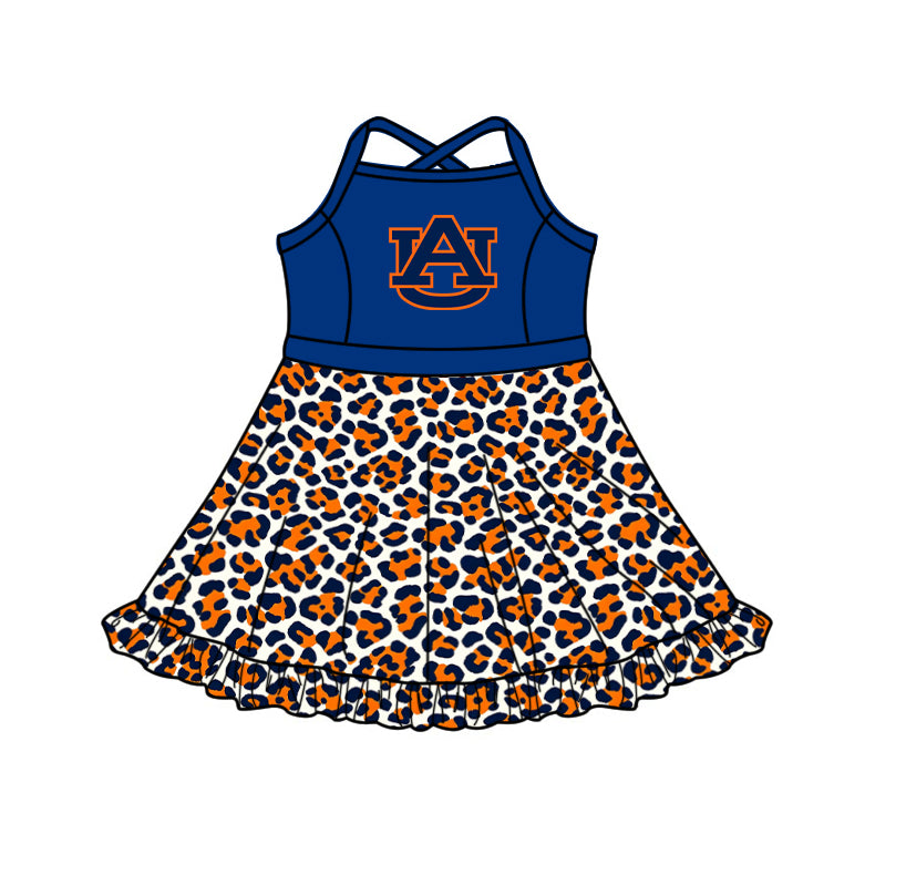 Custom moq 5 mix size summer teams Baby Girls Strap Leopard Print Yoga Active Skort Dress
