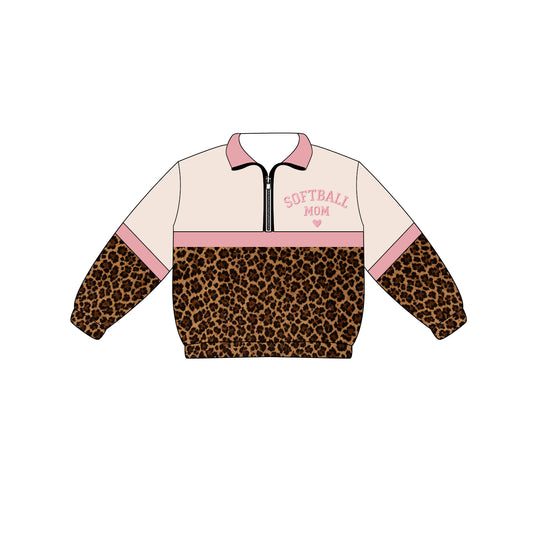 Custom moq 5 mix size milk silk summer teams Adult And Kids Long Sleeve Leopard Pink Tee Shirts Zip Pullovers Tops