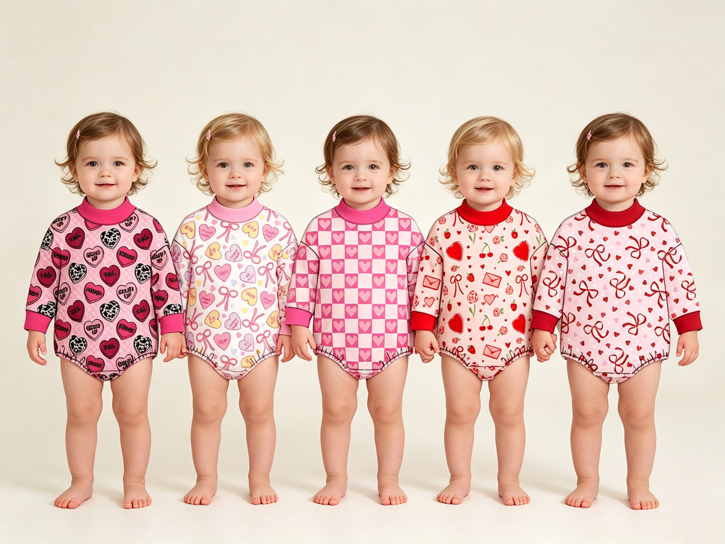 (Preorder new) No moq Baby Girls Valentines Long Sleeve Heart Strawberry Romper Holiday Outfit