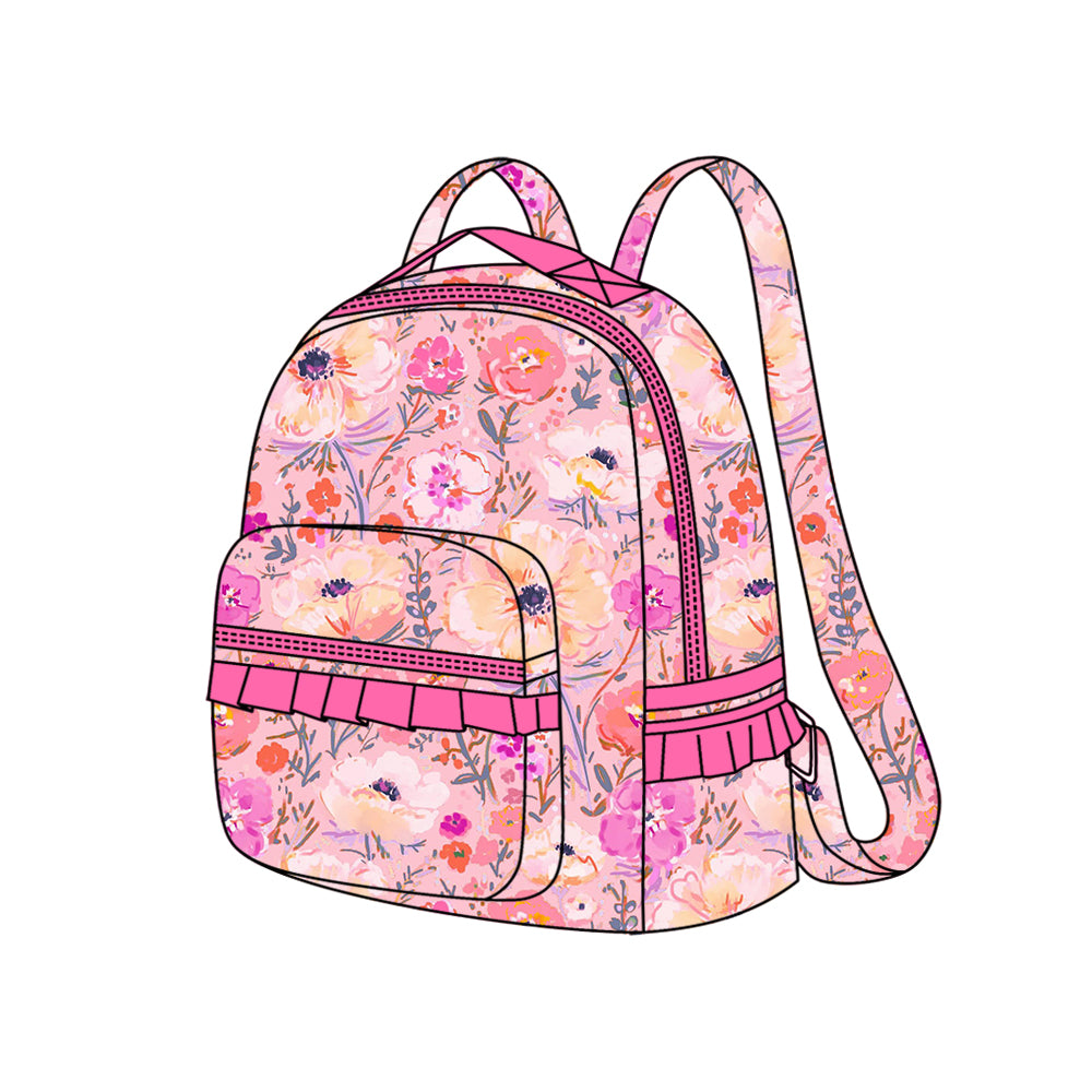 6.21 custom each style moq 5 eta 4-6weeks baby kids floral pink fashion backpack