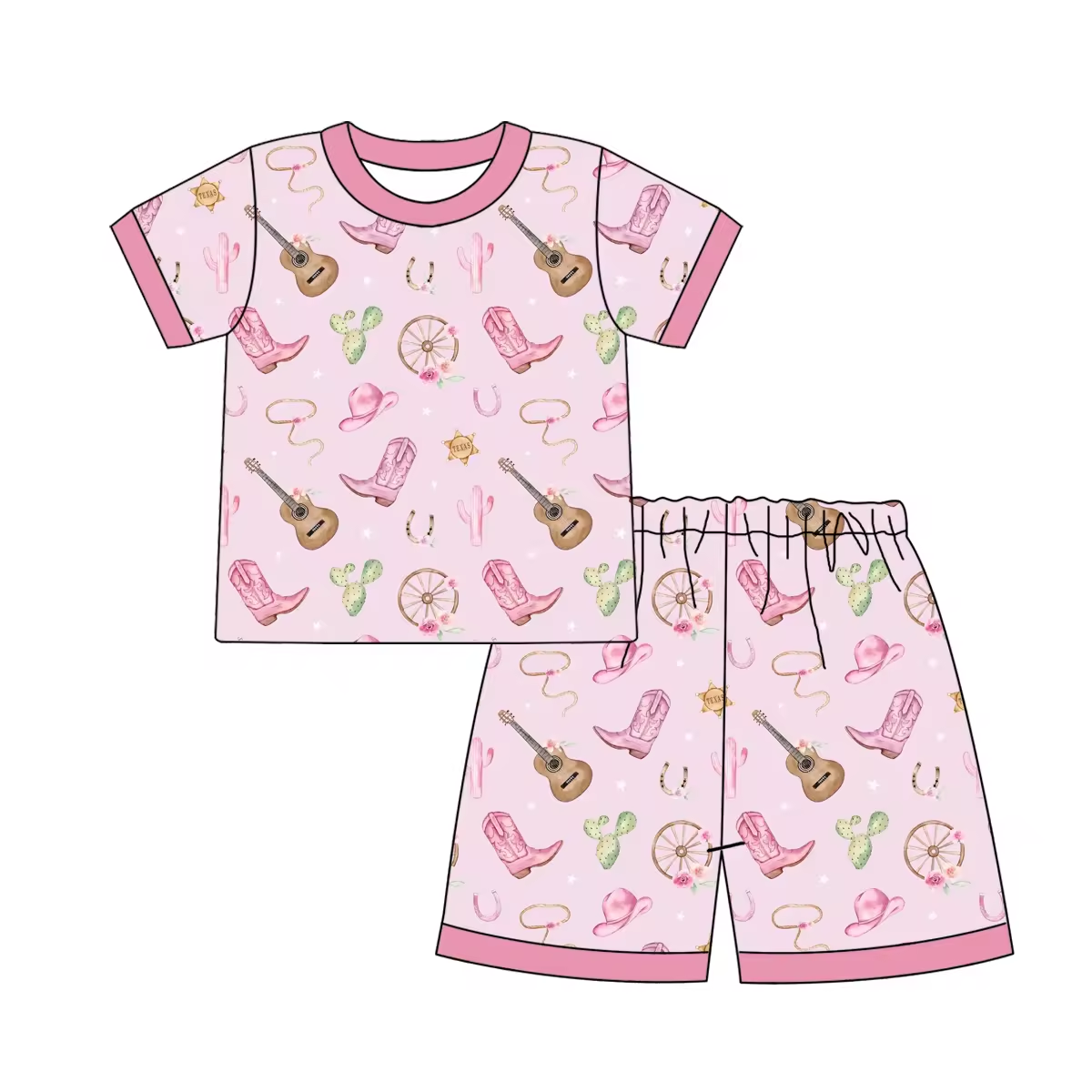 custom moq 3 each mix size eta 6-8weeks  Pink Guitar High Heels Girls Mixed Outfit