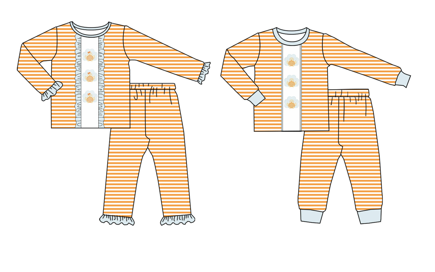 25.6.13 custom each style moq 5eta 4-6week Sibling Sisters turkey baby girl long sleeve pants sets 1 and sets 2 match family design