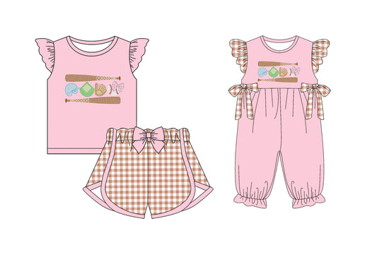 25.12.6 custom each style moq 5 eta 6-8week Sibling Sister baseball baby girl short sleeve shorts sets and romper match design
