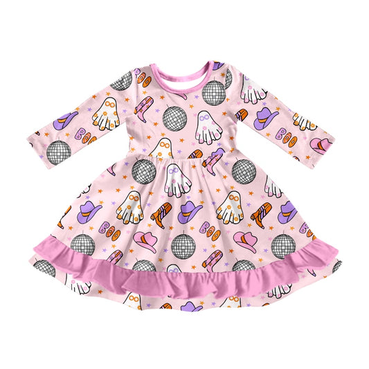8.3  custom each style moq 5eta 4-6week baby girls clothes boots ghost pink long sleeve dress