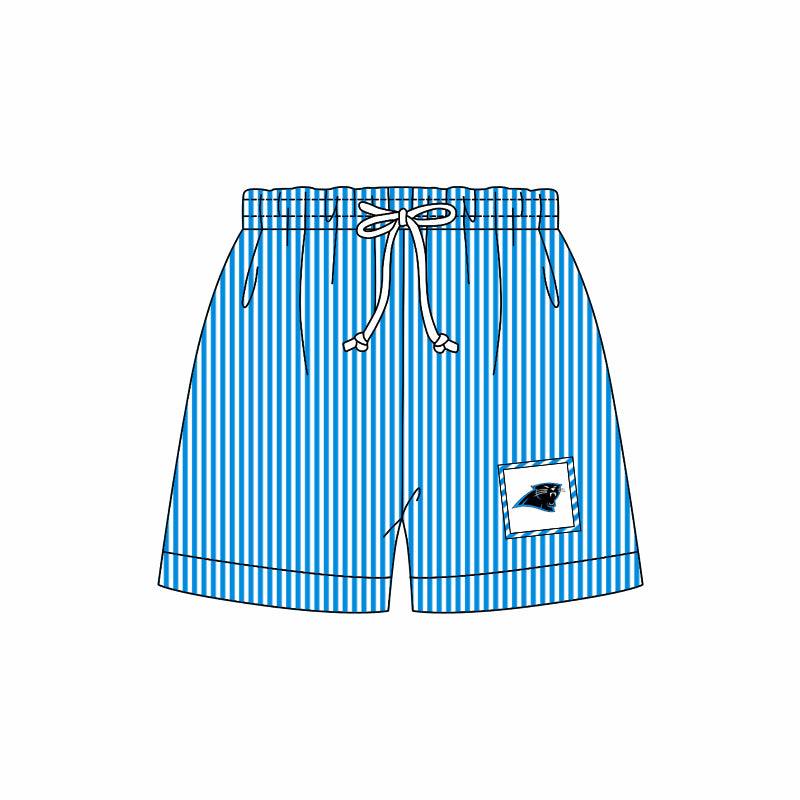 Custom moq 5 mix size milk silk summer teams baby girl boys clothes blue vest swimsuit and swim shorts series