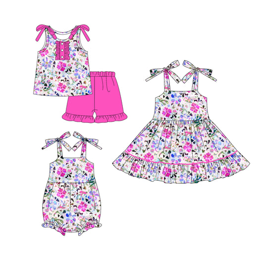 25.11.1 custom each style moq 5 eta 6-8week Sibling Sister lemon baby short sleeve shorts sets and romper and dress match design
